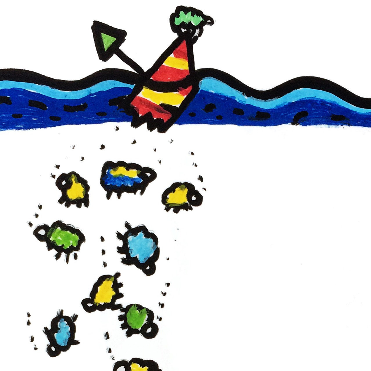 Le Berger et la Mer — original painting artwork by Space Raphaël